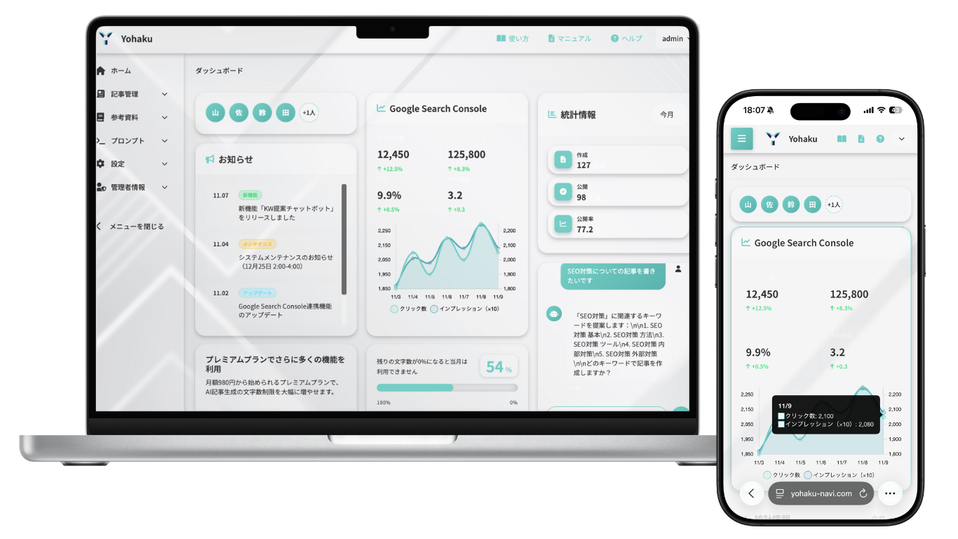 AI記事生成ダッシュボードの画像